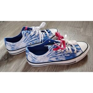 All Star Converse 6.5M 8.5W Low Top Royal Blue Tye Dye Unisex Extra Lace 167931F